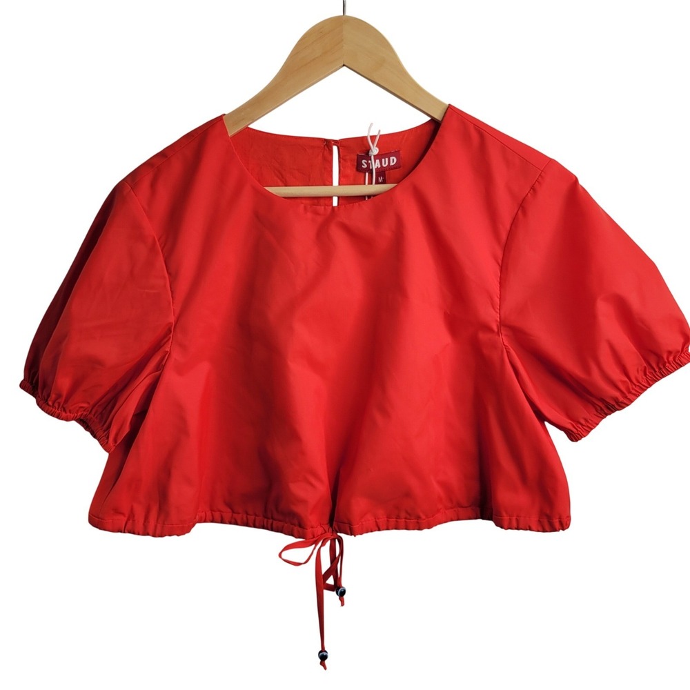 New Two-Piece Set Crop Top & Maxi Skirt Tiered Lg Red Boho Chic Vacation Staud - Picture 5 of 16